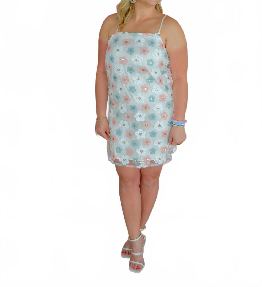 NEW STORIA confetti bloom sequin dress in white - Picture 4 of 4